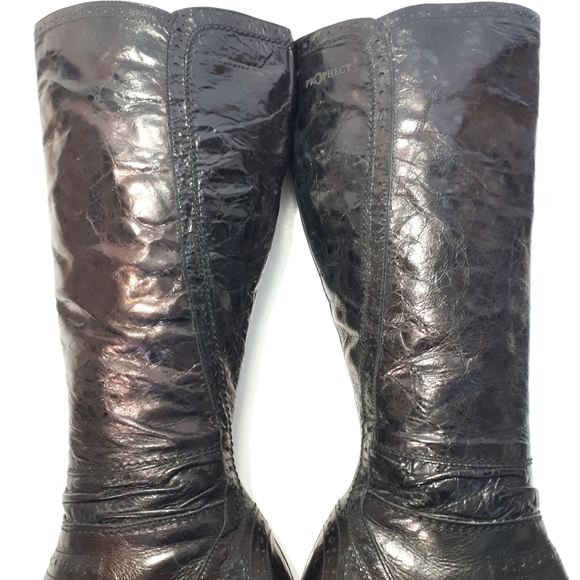 Prophecy Leather Tall Metallic Heeled Boots 40 - Picture 3 of 8